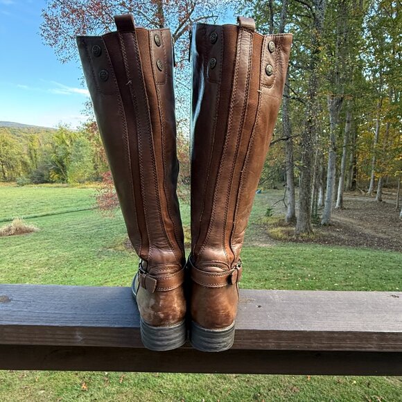 BUSSOLA Trapani Tall Leather Boots. Brown, Tan, Zipper, Box. EU 40 US 9-9.5 - Picture 5 of 15